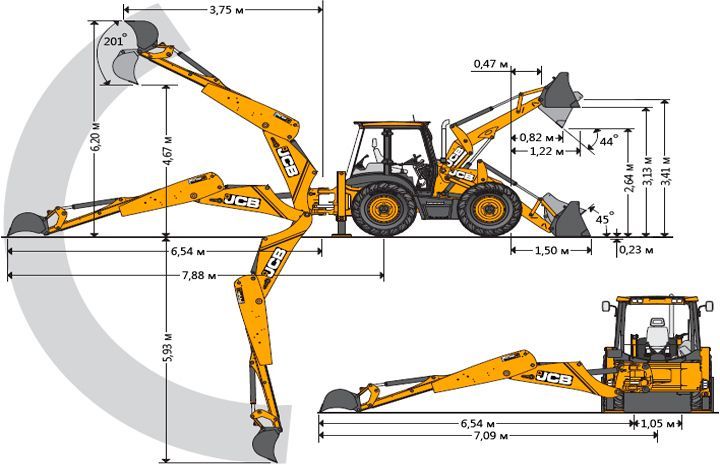 Схема экскаватора-погрузчика JCB 3CX