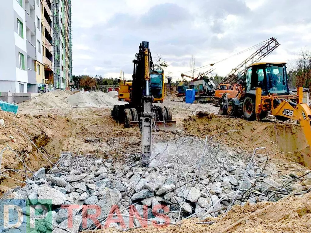 дробление бетона гидромолотом